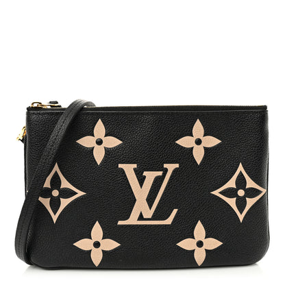 Louis Vuitton Empreinte Monogram Giant Double Zip Pochette Black Cream 1 of 12