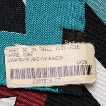 Hermes Silk Carre Cube Scarf 90 Canard Blanc Veronese 6 of 6