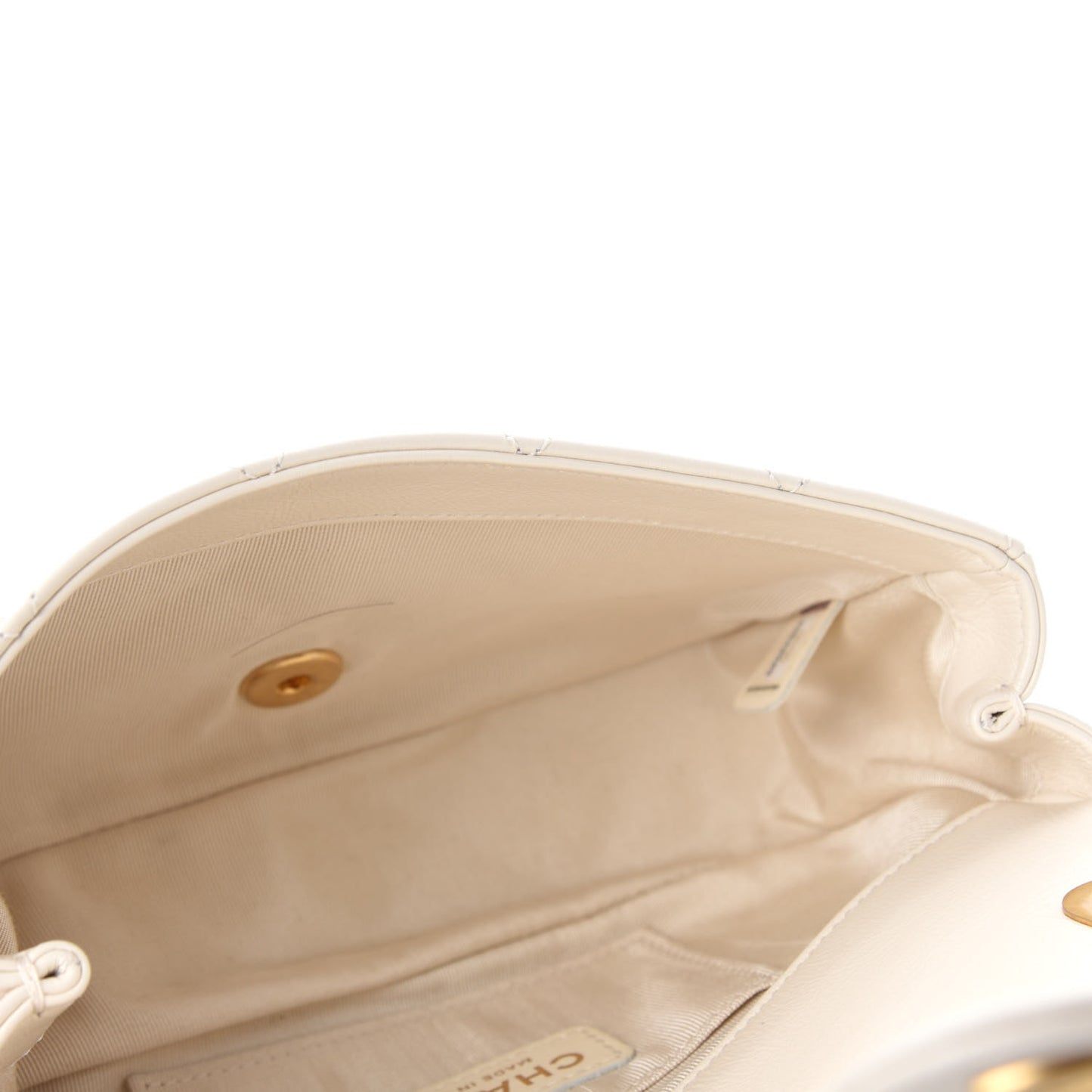 Calfskin Quilted Mini Crystal Pearls Rectangular Flap White