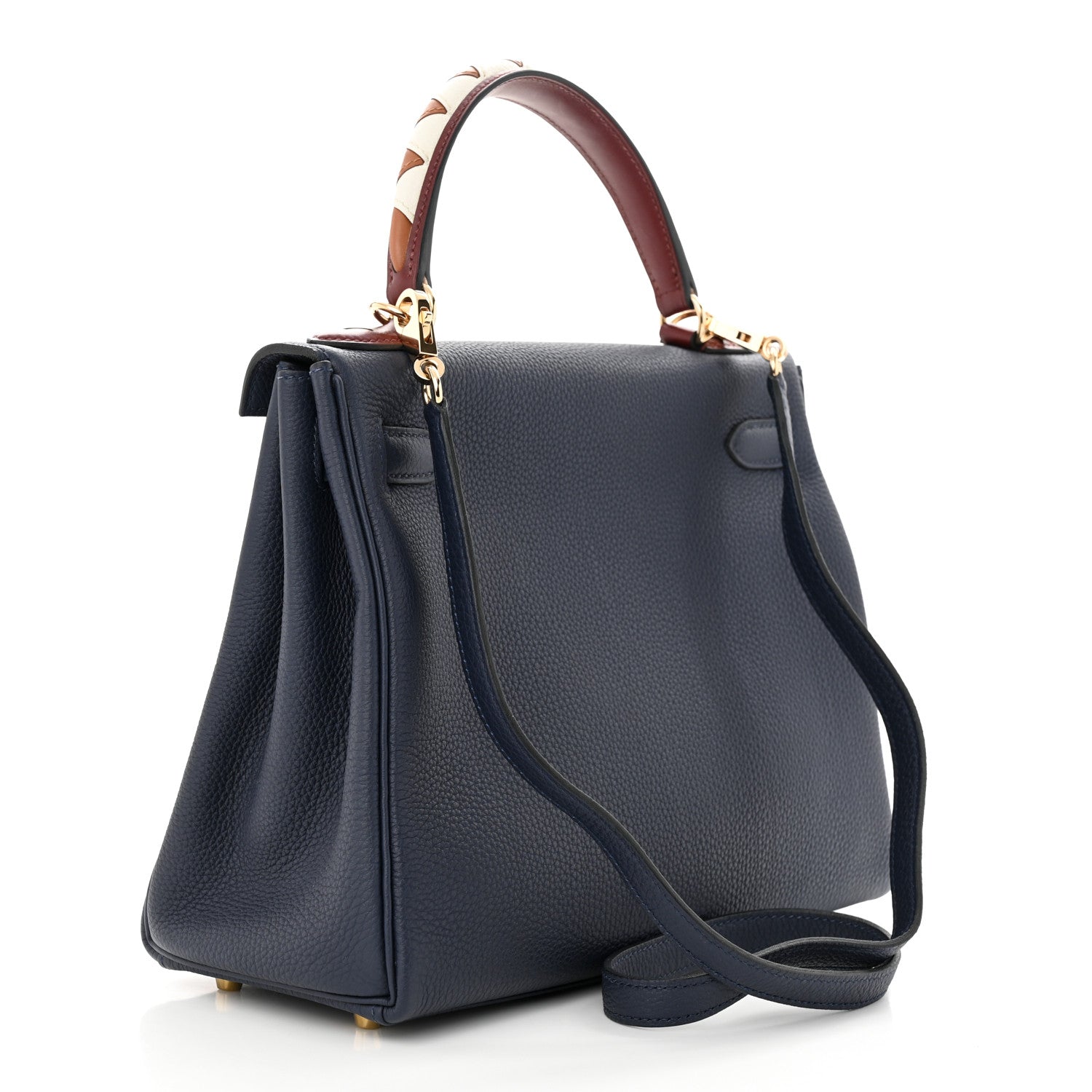 Hermes Togo Horseshoe Au Galop Kelly Retourne 28 Bleu Nuit Rouge H Fauve 3 of 13