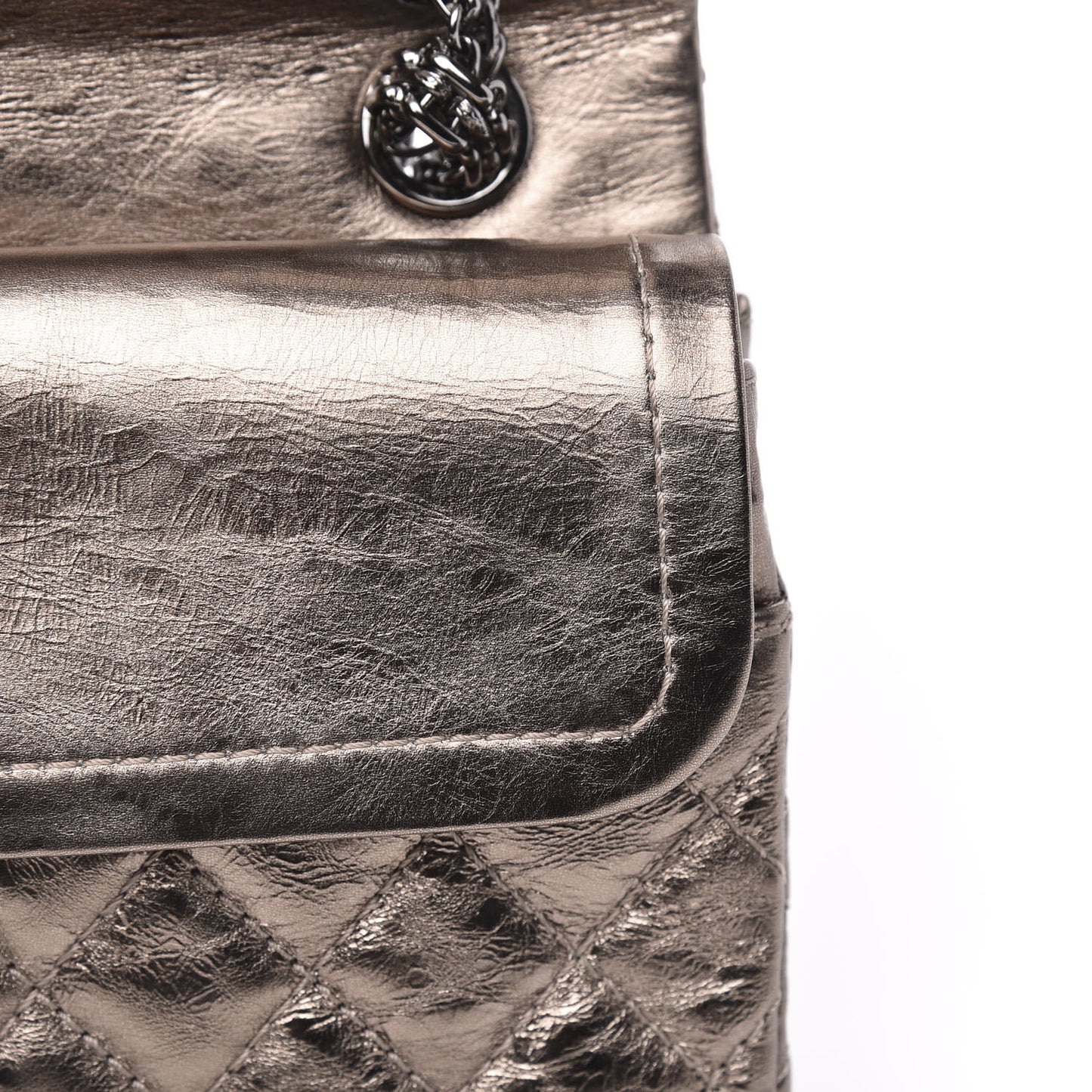 Metallic Aged Calfskin 2.55 Reissue 225 Flap Dark Silver