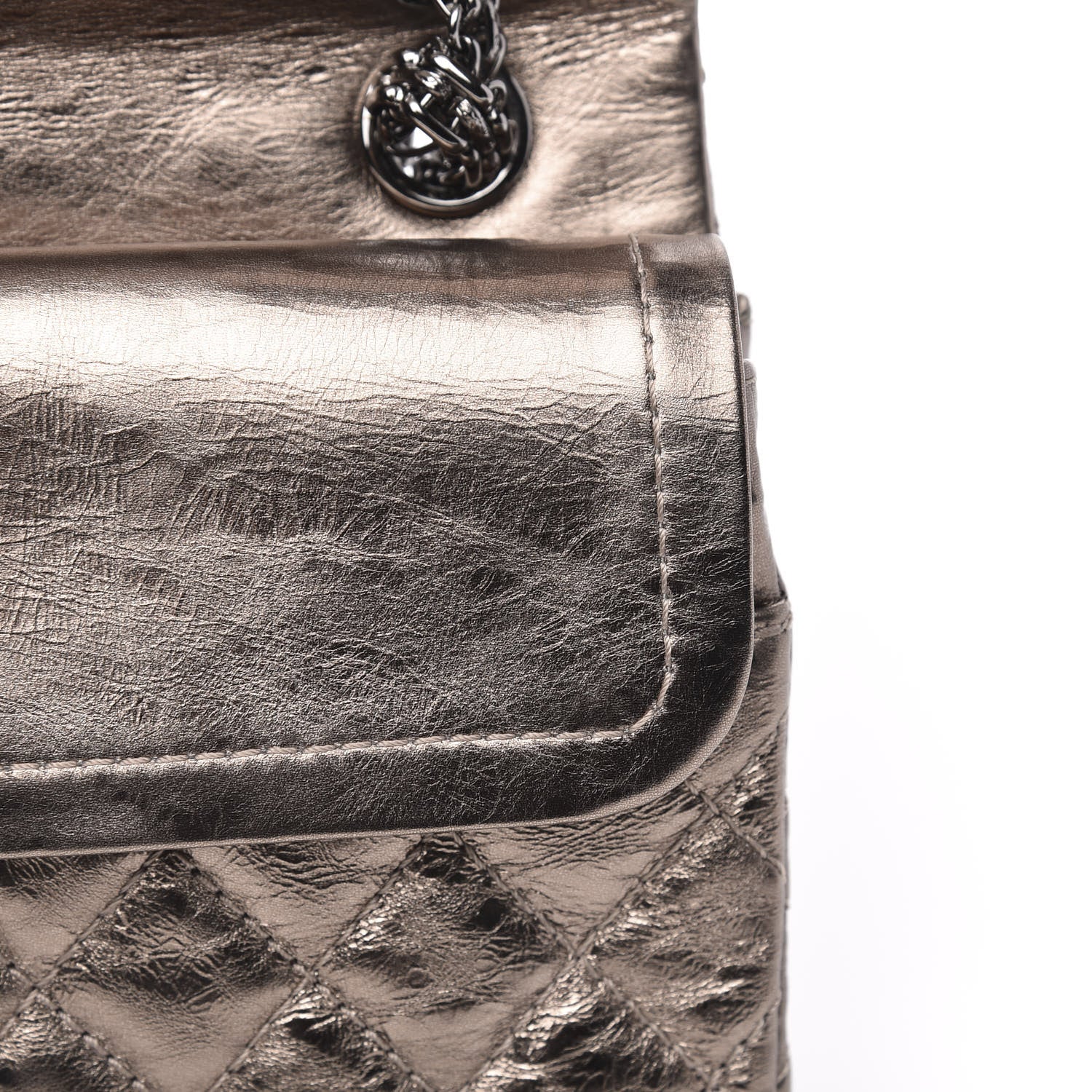 Chanel Metallic Aged Calfskin 2.55 Reissue 225 Flap Dark Silver 10 of 12