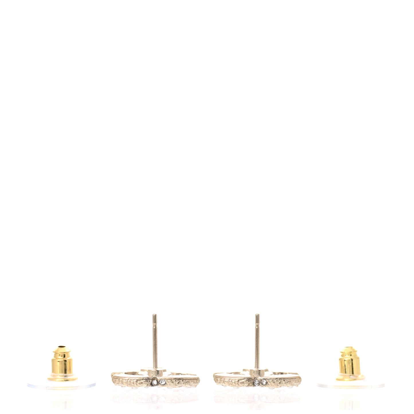 Pearl Crystal CC Earrings Light Gold