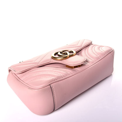 Gucci Calfskin Matelasse Mini GG Marmont Shoulder Bag Perfect Pink 4 of 9