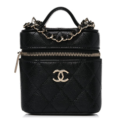 Chanel Caviar Quilted Small Handle With Care Vanity Case With Chain Black 1 of 10