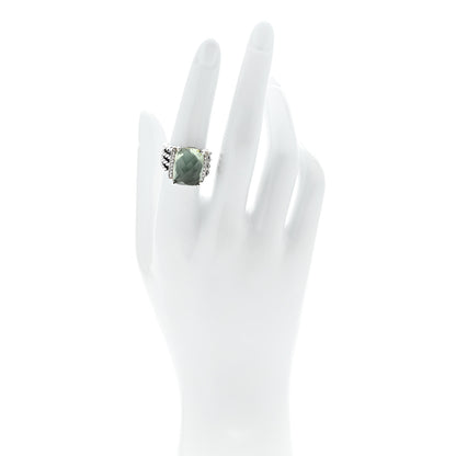 David Yurman Sterling Silver Diamond Prasiolite 16mm Wheaton Ring 53 6.25 2 of 5