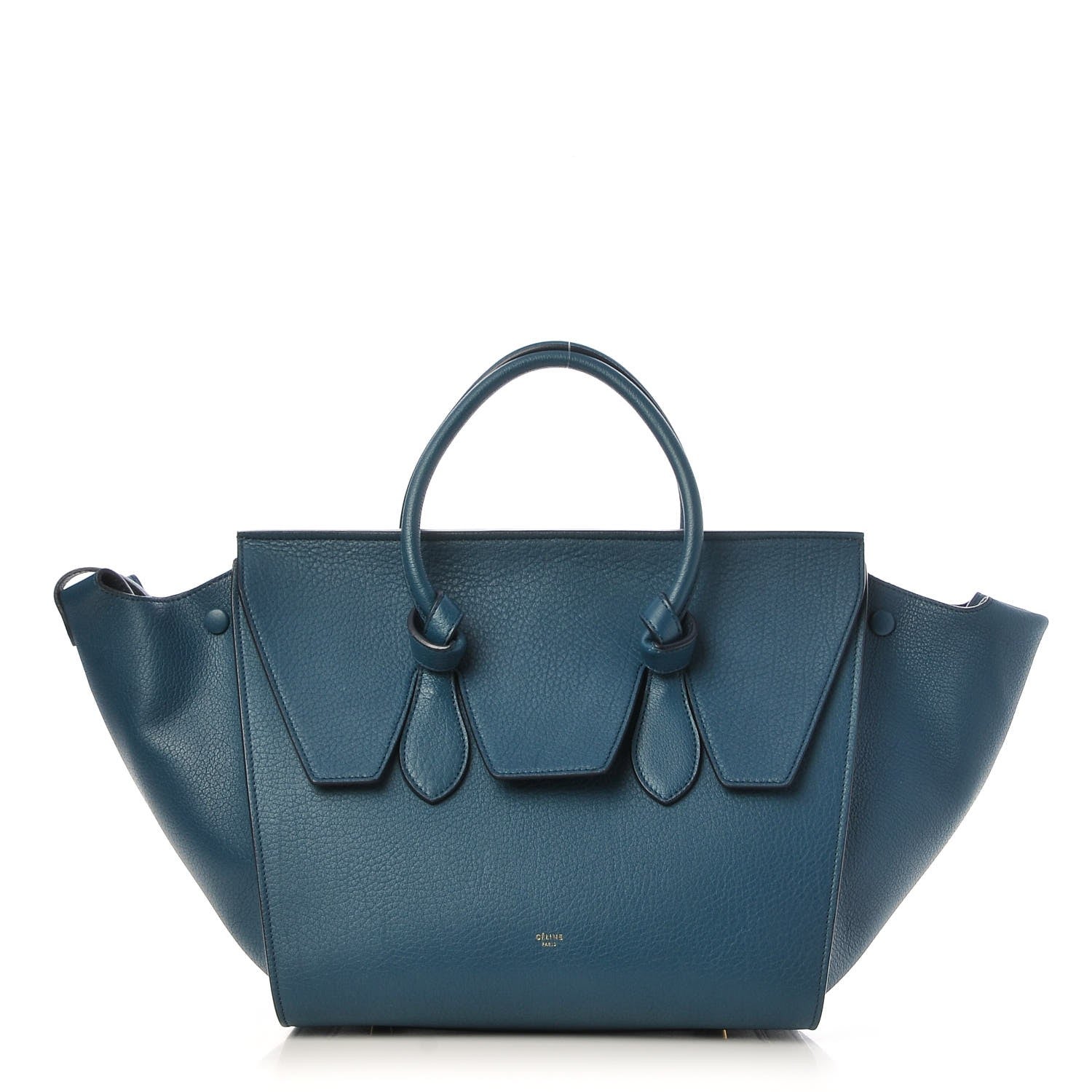 Celine Crisped Calfskin Small Tie Knot Tote Metallic Blue 1 of 7