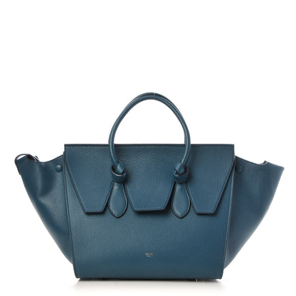 Celine Crisped Calfskin Small Tie Knot Tote Metallic Blue 1 of 7
