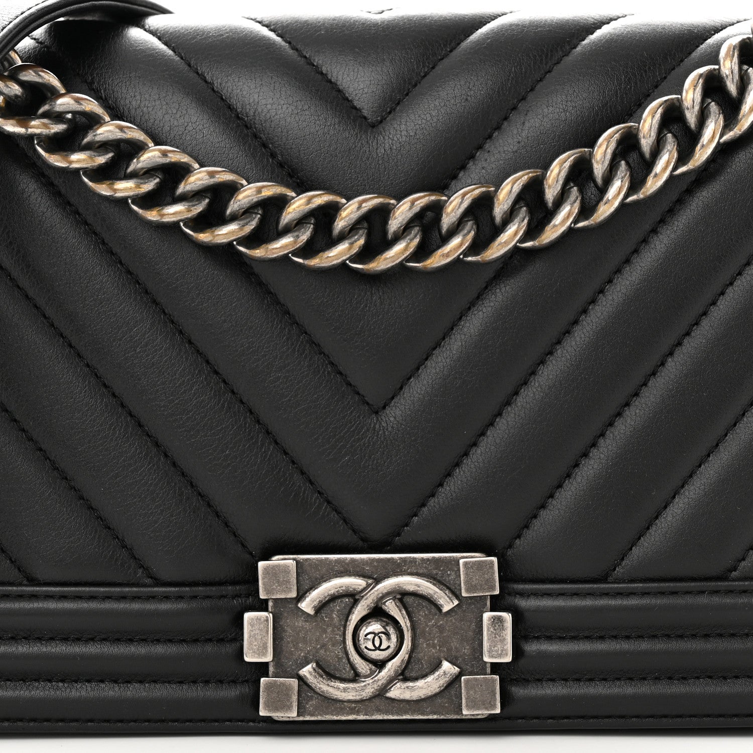 Chanel Calfskin Chevron Quilted Medium Boy Flap Black 8 of 10