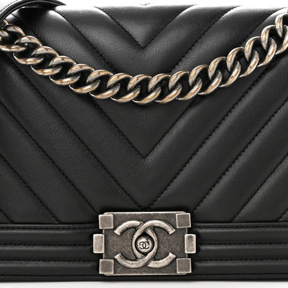 Chanel Calfskin Chevron Quilted Medium Boy Flap Black 8 of 10