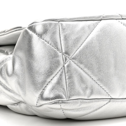 Chanel Metallic Goatskin Quilted Large Chanel 19 Flap Silver 9 of 10