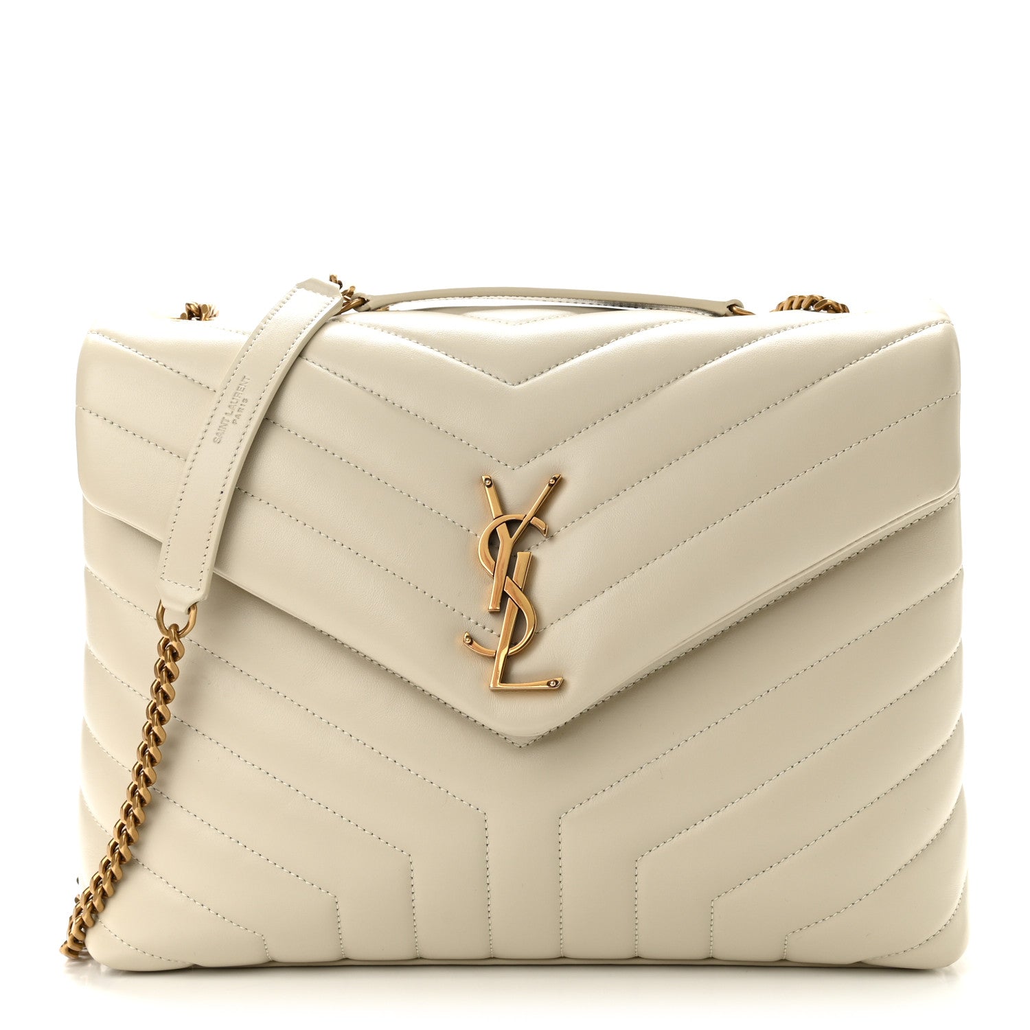 Saint Laurent Calfskin Y Quilted Monogram Medium Loulou Chain Satchel Blanc Vintage 1 of 11