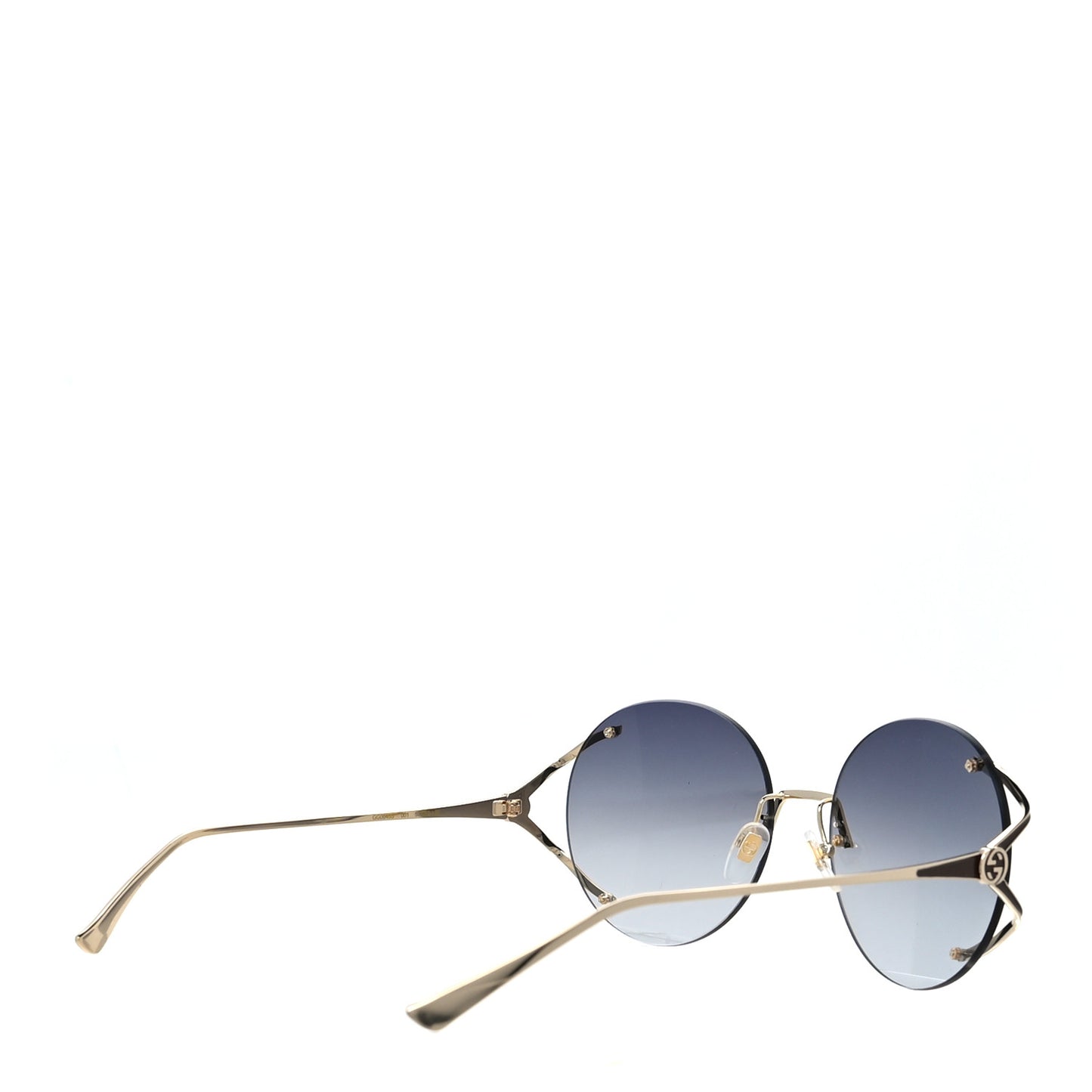 Metal Oversized Round Frame Sunglasses GG0645S Gold Grey