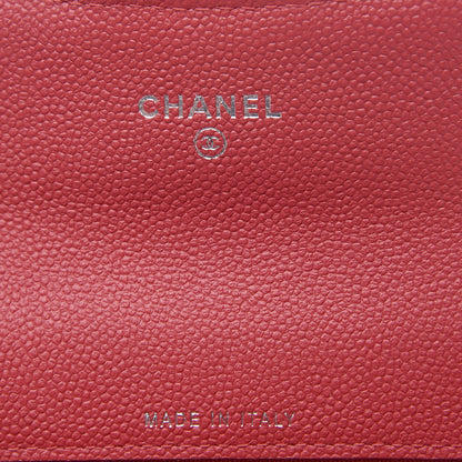 Chanel Caviar Chevron Quilted Flap Card Holder Red 7 of 9