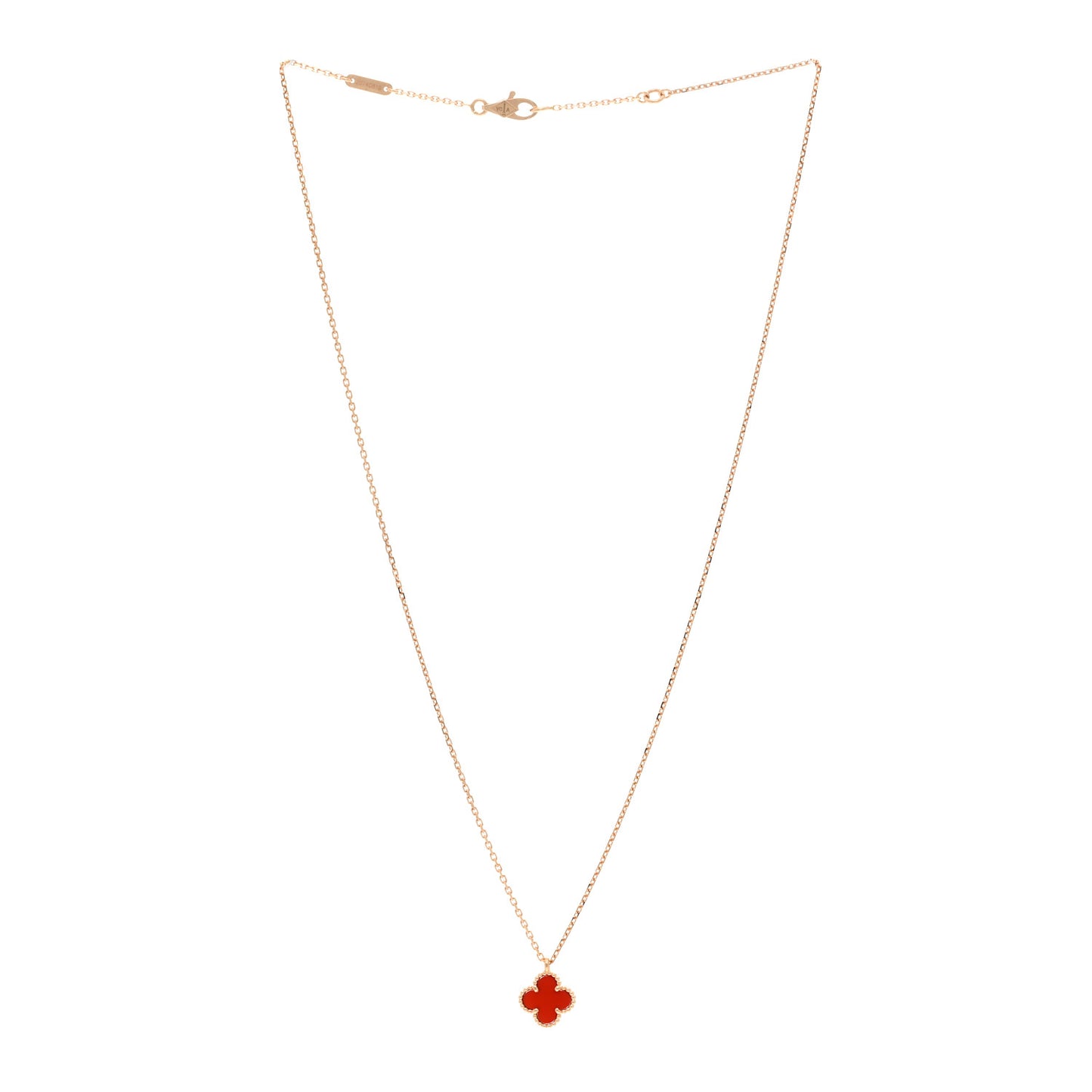 18K Rose Gold Carnelian Sweet Alhambra Pendant Necklace