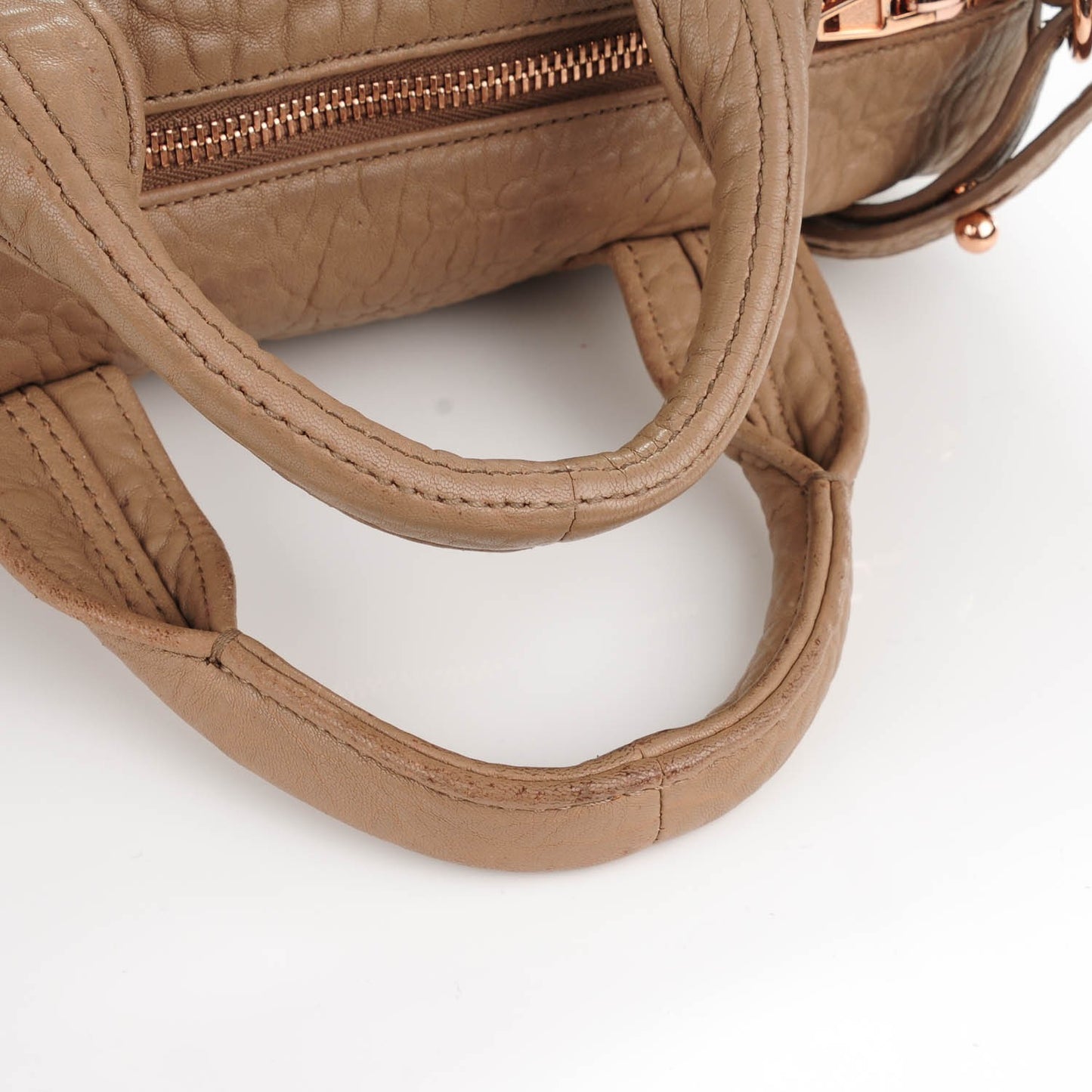 Pebbled Lambskin Rocco Latte Rose Gold Hardware