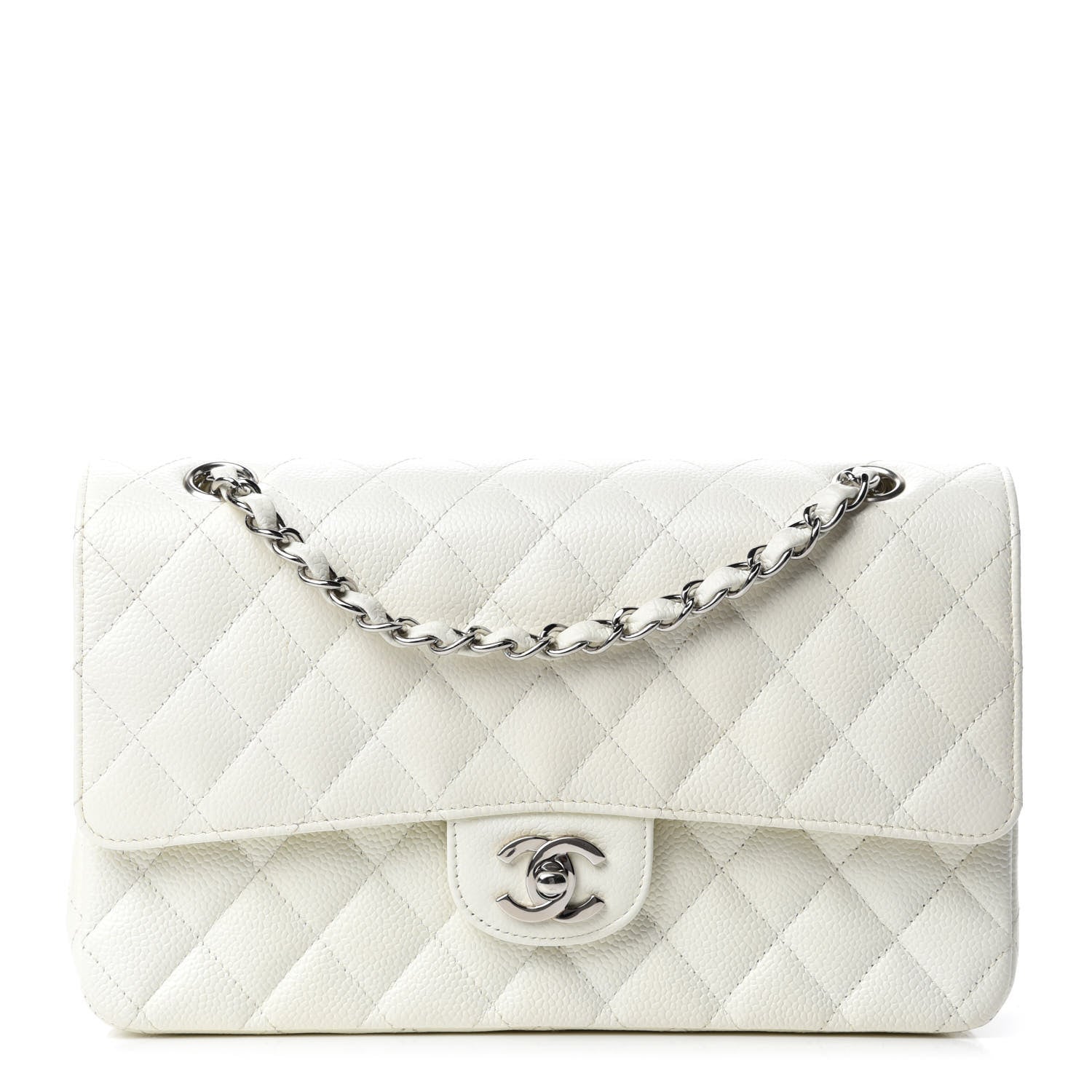 Chanel Caviar Quilted Medium Double Flap White 1 of 17