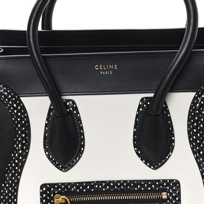 Celine Polka Dot Snakeskin Smooth Calfskin Micro Luggage Black White 8 of 10
