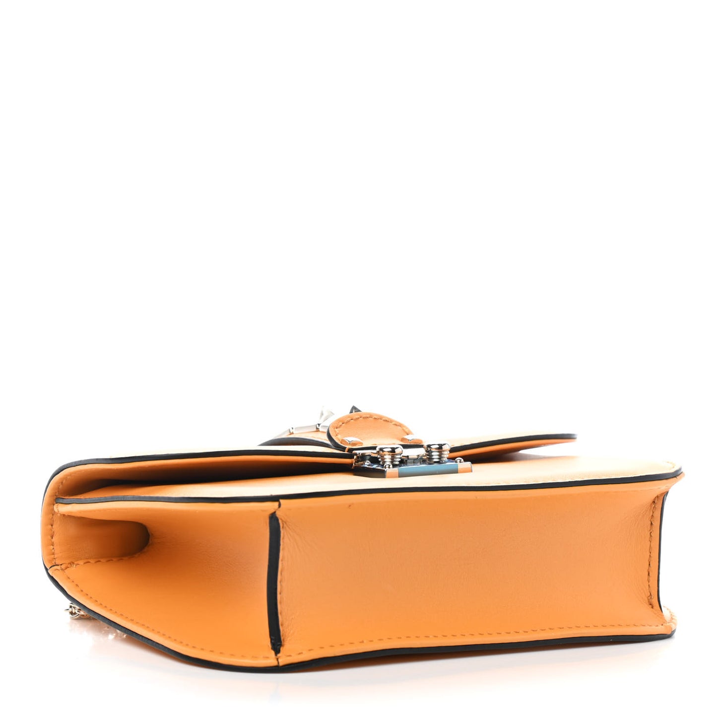 Vitello Small Glam Lock Rockstud Flap Mandarin Sorbet