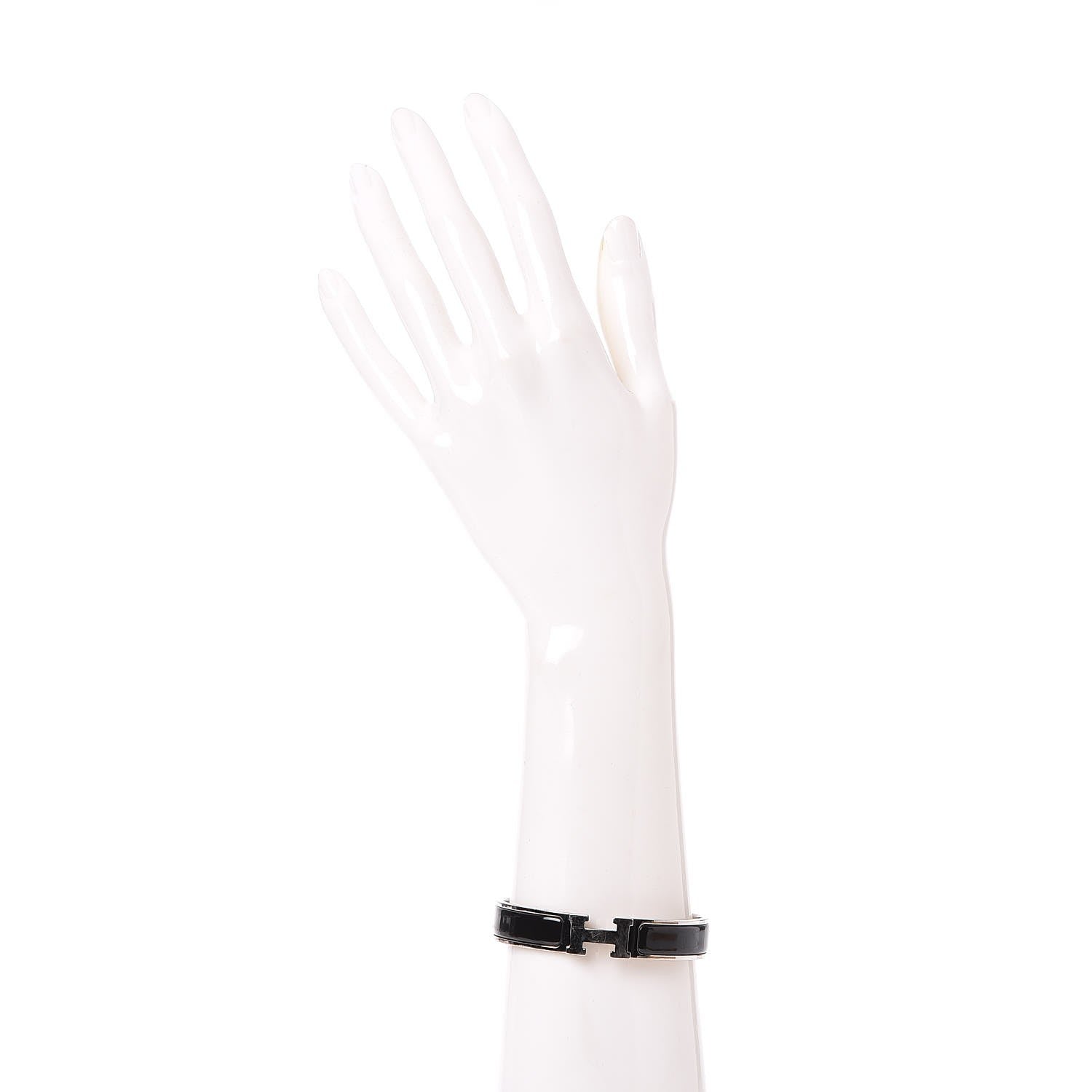 Hermes Enamel Narrow Clic Clac H Bracelet GM Black 2 of 4