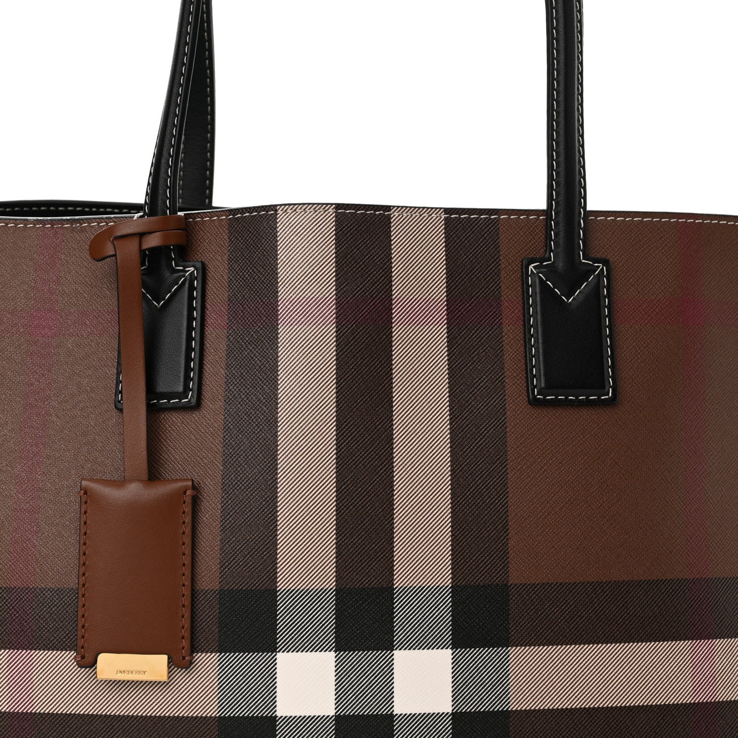 Burberry E-Canvas Check Medium Soft TB Tote Dark Birch Brown 6 of 8