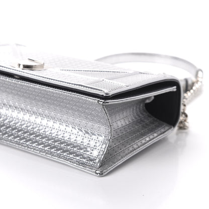 Christian Dior Metallic Patent Micro-Cannage Medium Diorama Flap Bag Silver 7 of 9