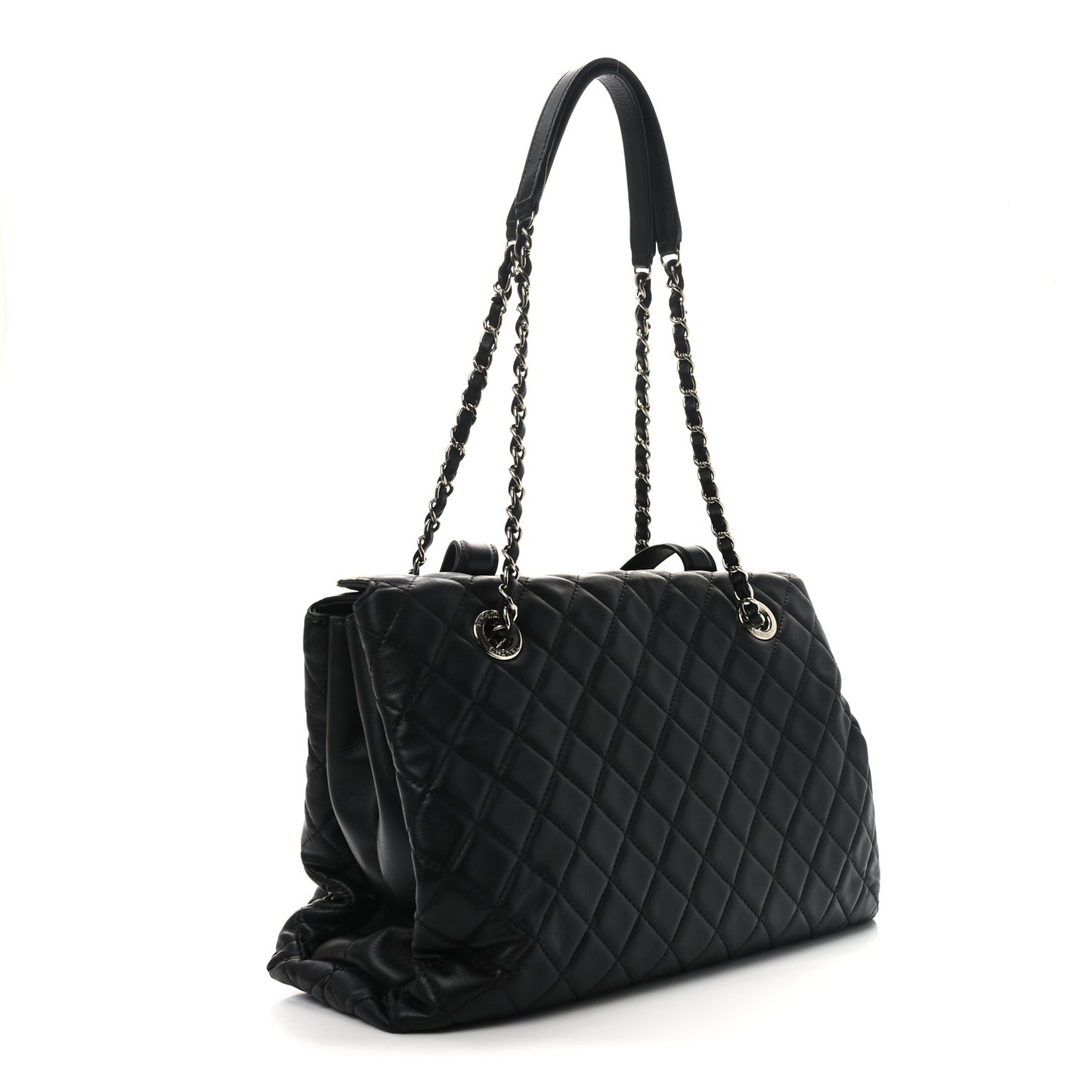 Lambskin Quilted By 3 Shopping Tote Black