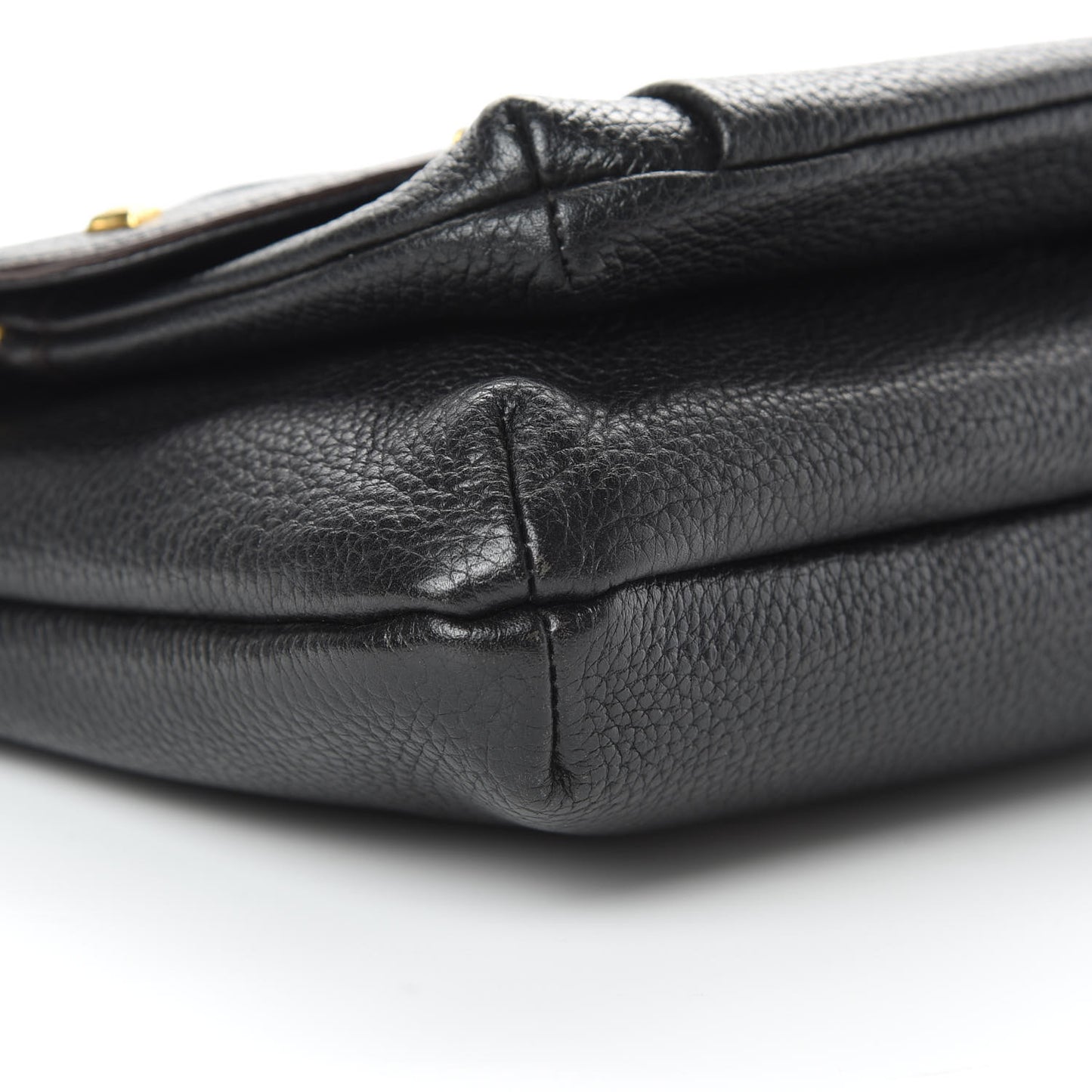 Grained Calfskin Studded Shoulder Bag Black
