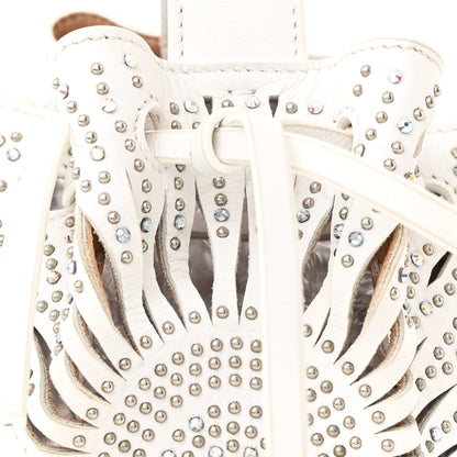 Alaia Calfskin Lux Laser Cut Studded Rose-Marie 19 Bag White 7 of 10