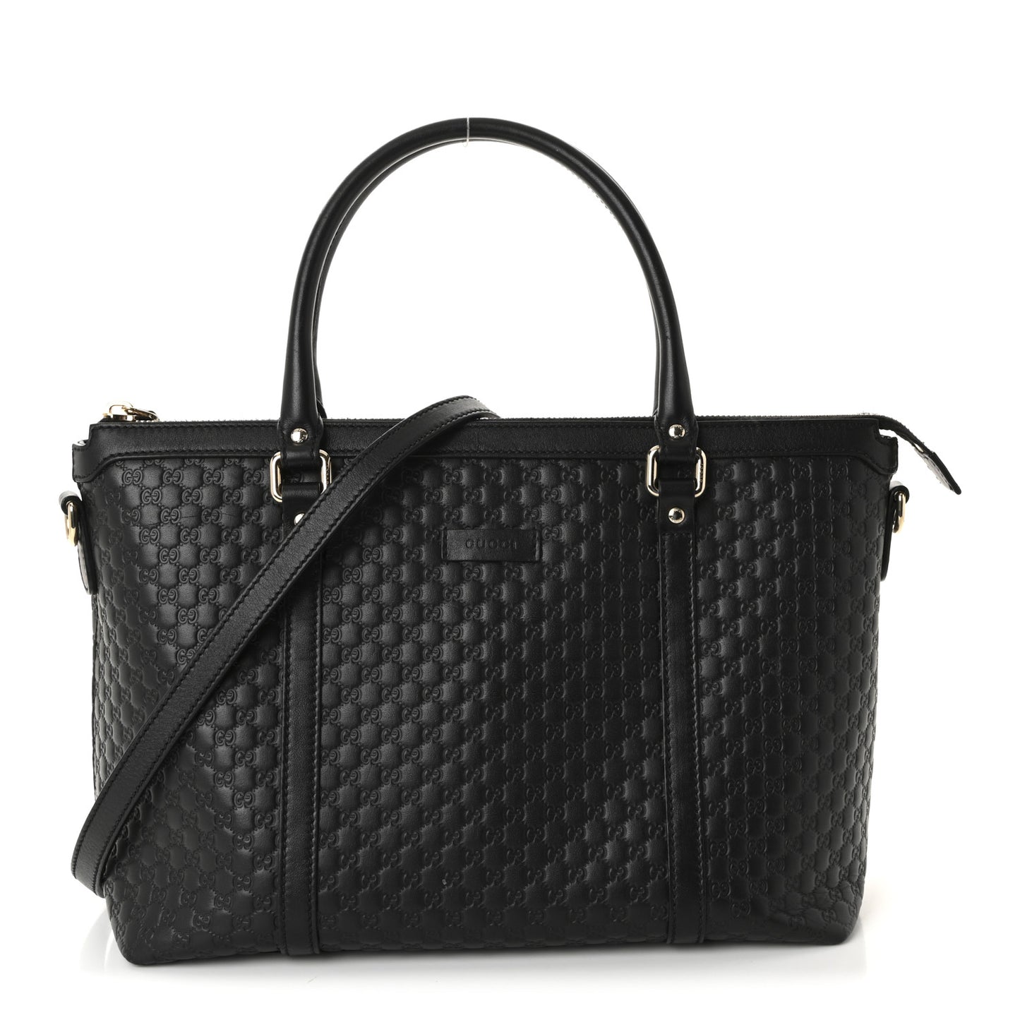 Soft Microguccissima Small Zippered Satchel Black