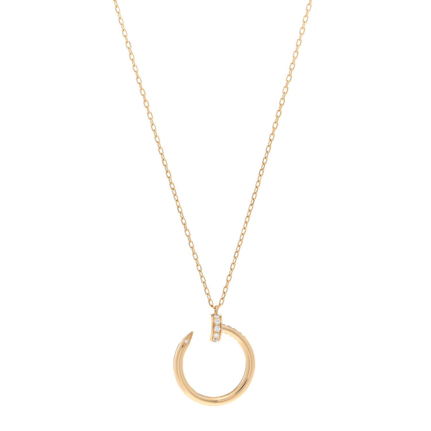image of CARTIER 18K Yellow Gold Diamond Juste Un Clou Pendant Necklace by FASHIONPHILE