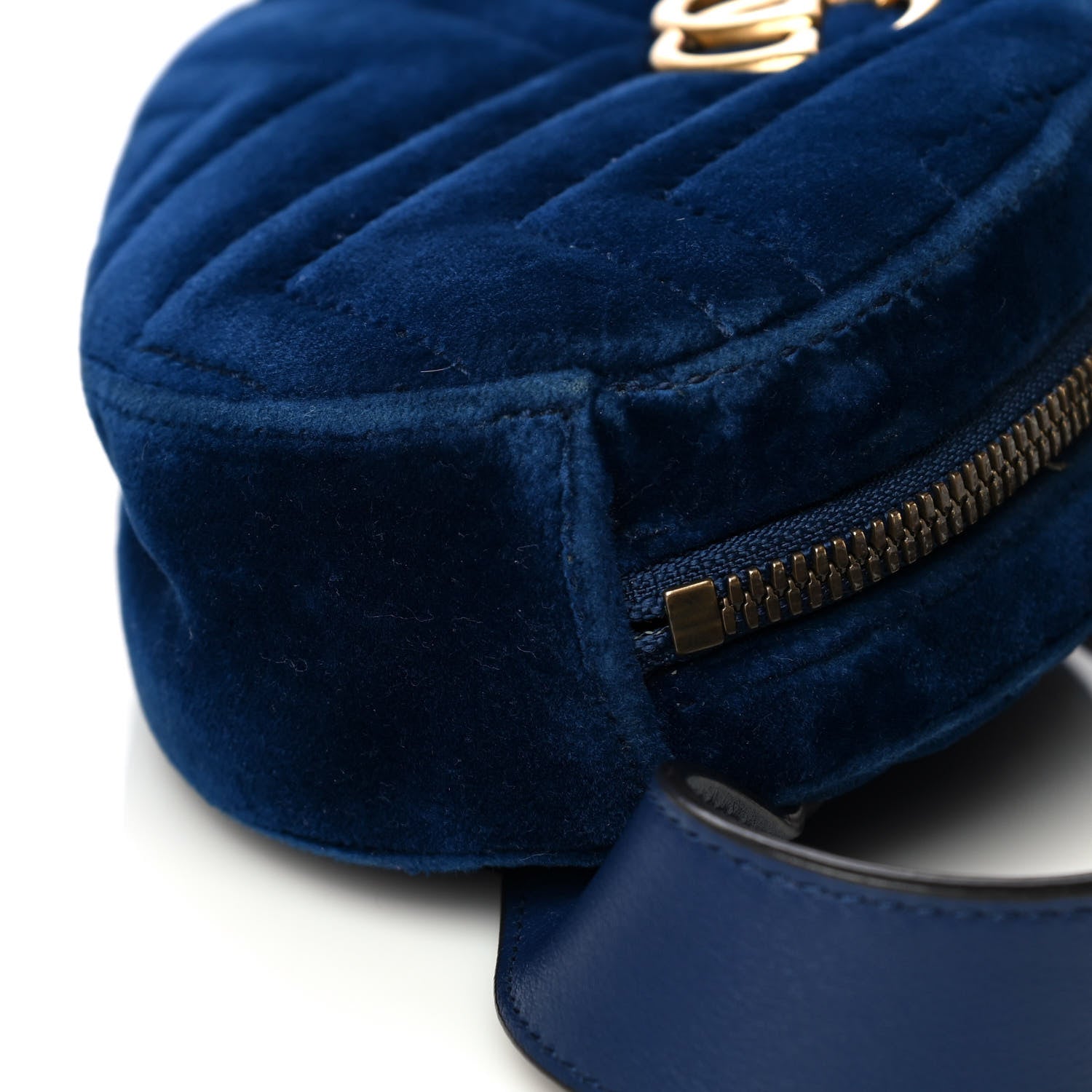 Gucci Velvet Matelasse GG Marmont Belt Bag 85 34 Cobalt Blue 12 of 13