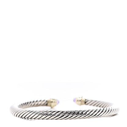 David Yurman Sterling Silver 14K Yellow Gold Amethyst 5mm Cable Classics Petite Color Bracelet 3 of 6