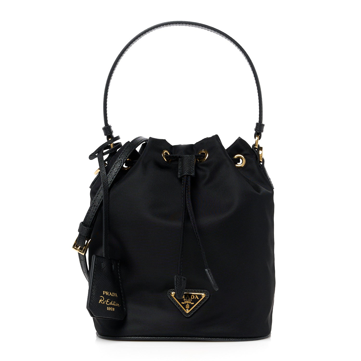 Prada Re-Nylon Saffiano Mini Re-Edition 1978 Bucket Bag Black 1 of 11