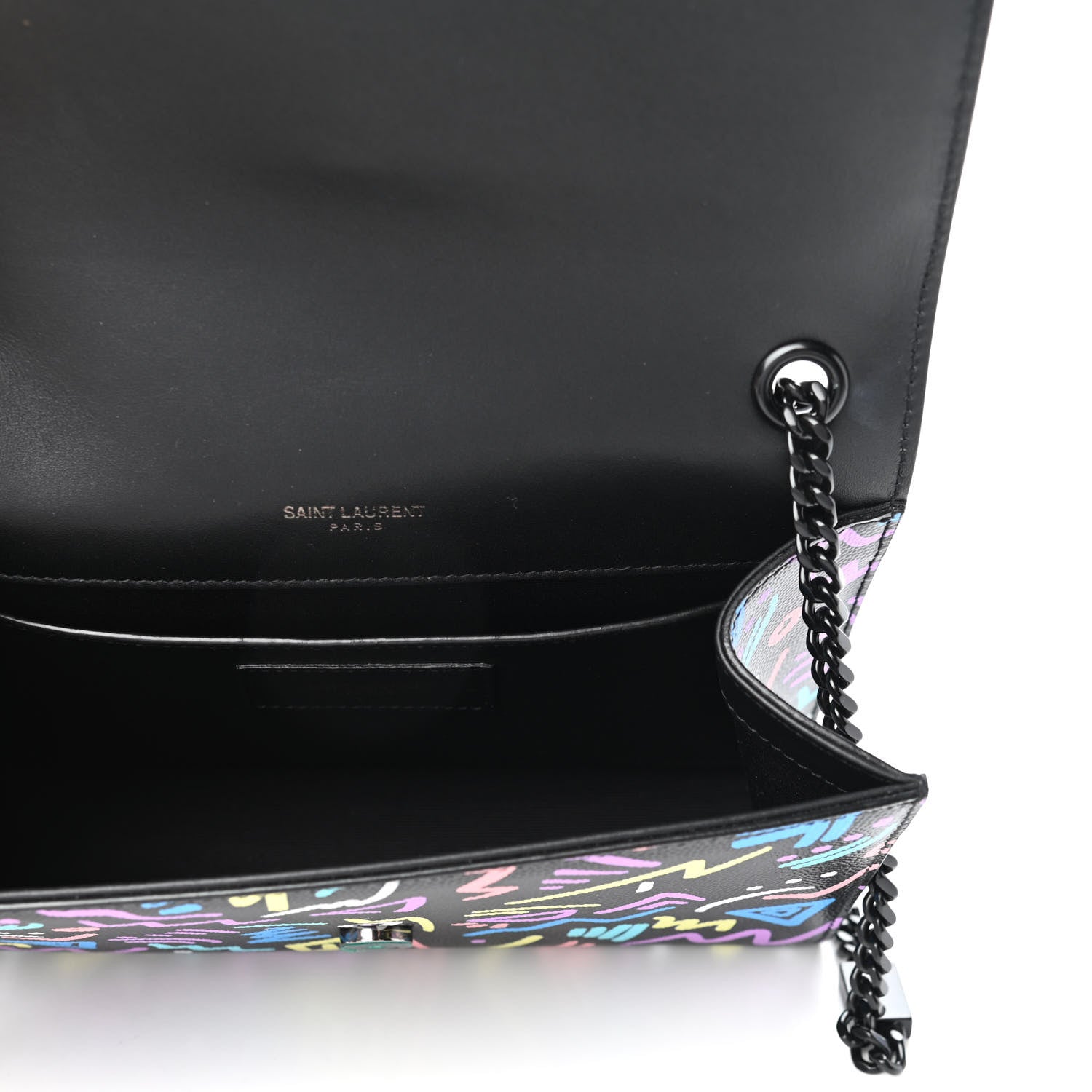 Saint Laurent Grain De Poudre Small Monogram Graphic Print Kate Satchel Black 4 of 4
