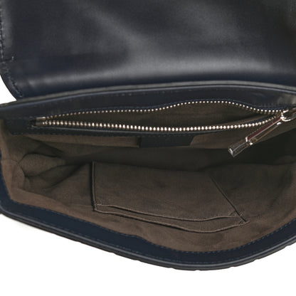 Gucci Guccissima Signature Single Buckle Flap Messenger Bag Navy 5 of 10