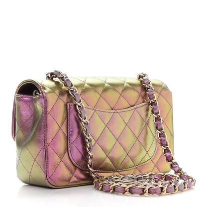 Chanel Iridescent Lambskin Quilted Mini Rectangular Flap Purple 3 of 9