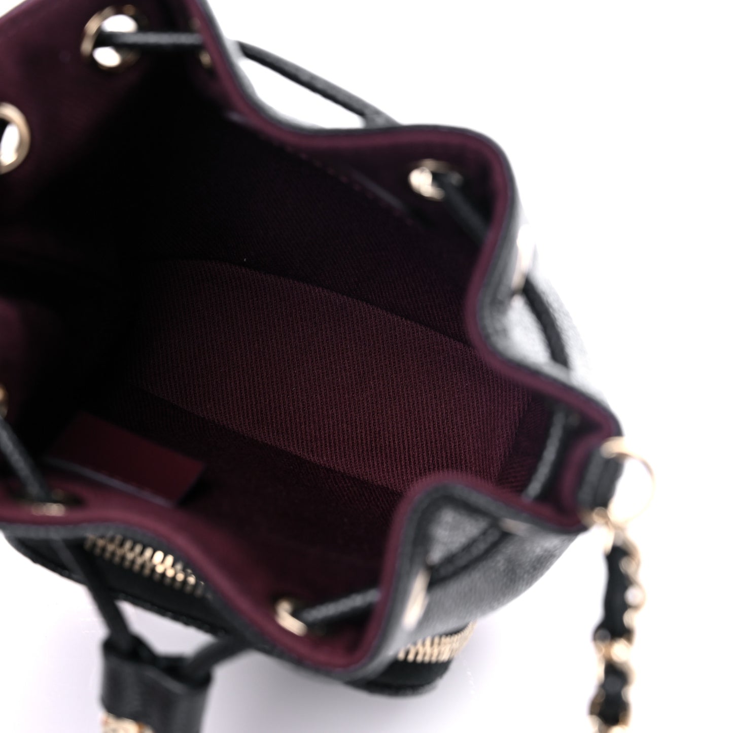 Caviar Quilted Mini CC Pocket Bucket Bag Black