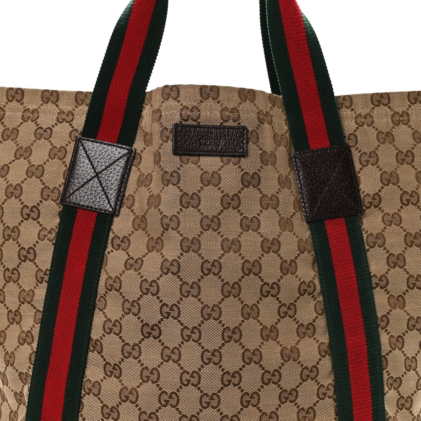 GG Monogram Medium Web Handle Vertical Tote Dark Brown