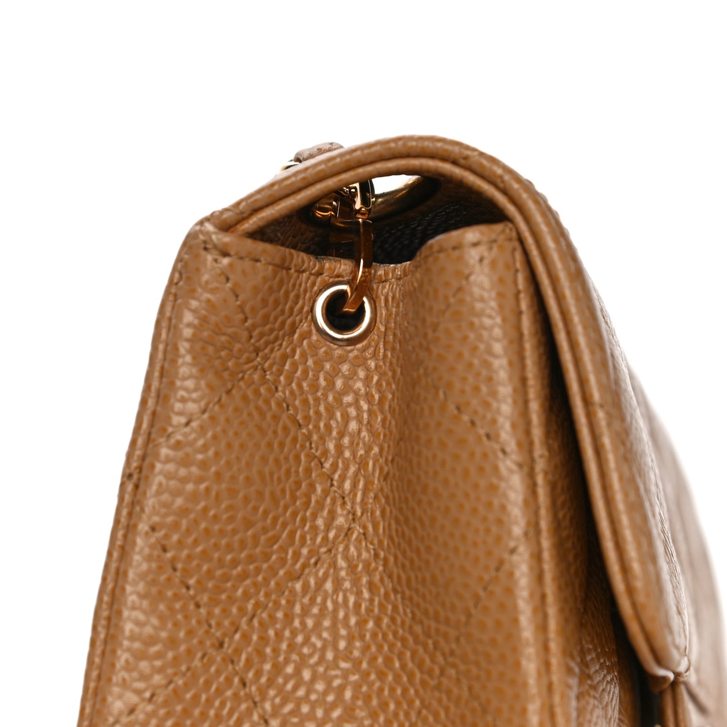 Caviar Quilted Mini Square Flap Beige