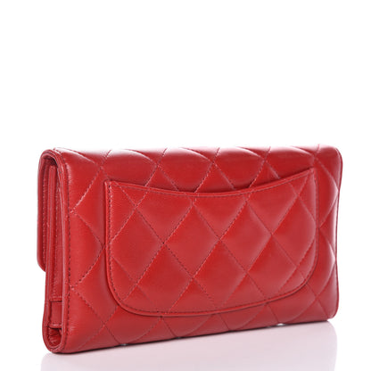Chanel Lambskin Quilted Large Flap Wallet Red 3 of 18