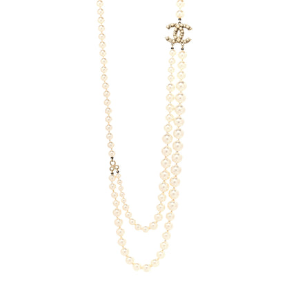 Chanel Graduated Pearl Studded CC Long Necklace Gold 1 of 4