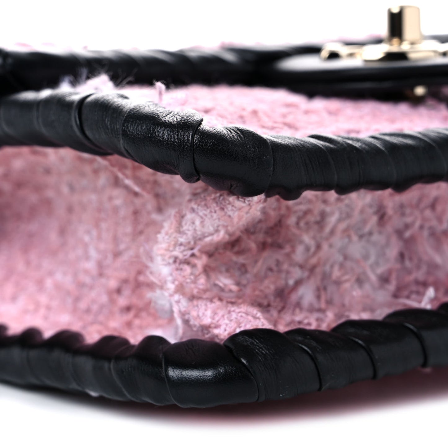 Tweed Braided Calfskin Mini My Own Frame Flap Pink Black
