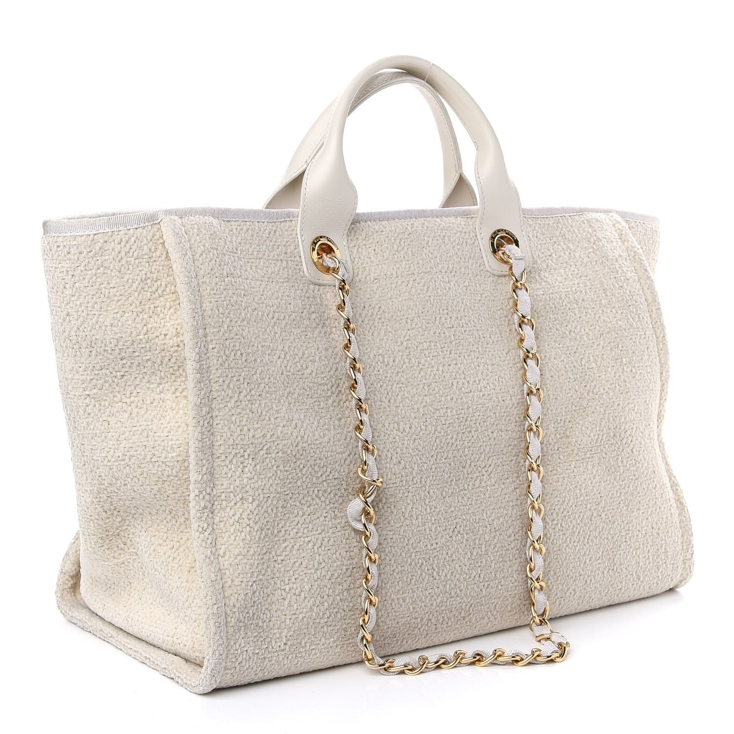 Lurex Boucle Large Deauville Tote White