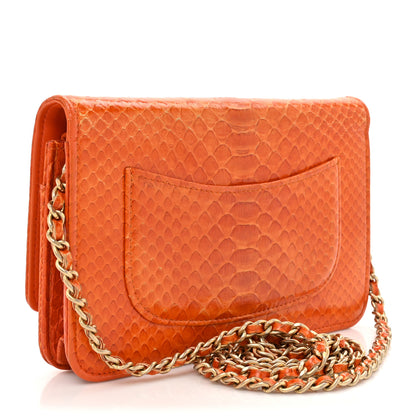 Chanel Snakeskin Wallet On Chain WOC Orange 3 of 16