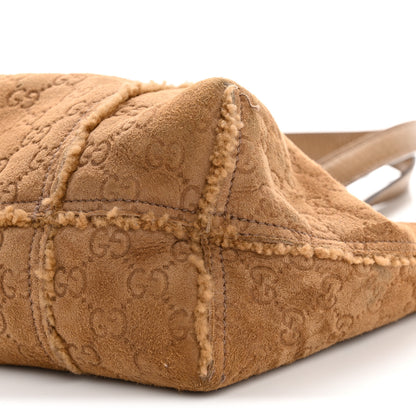 Gucci Suede Shearling Guccissima Large Jolicoeur Tote Tan 11 of 14