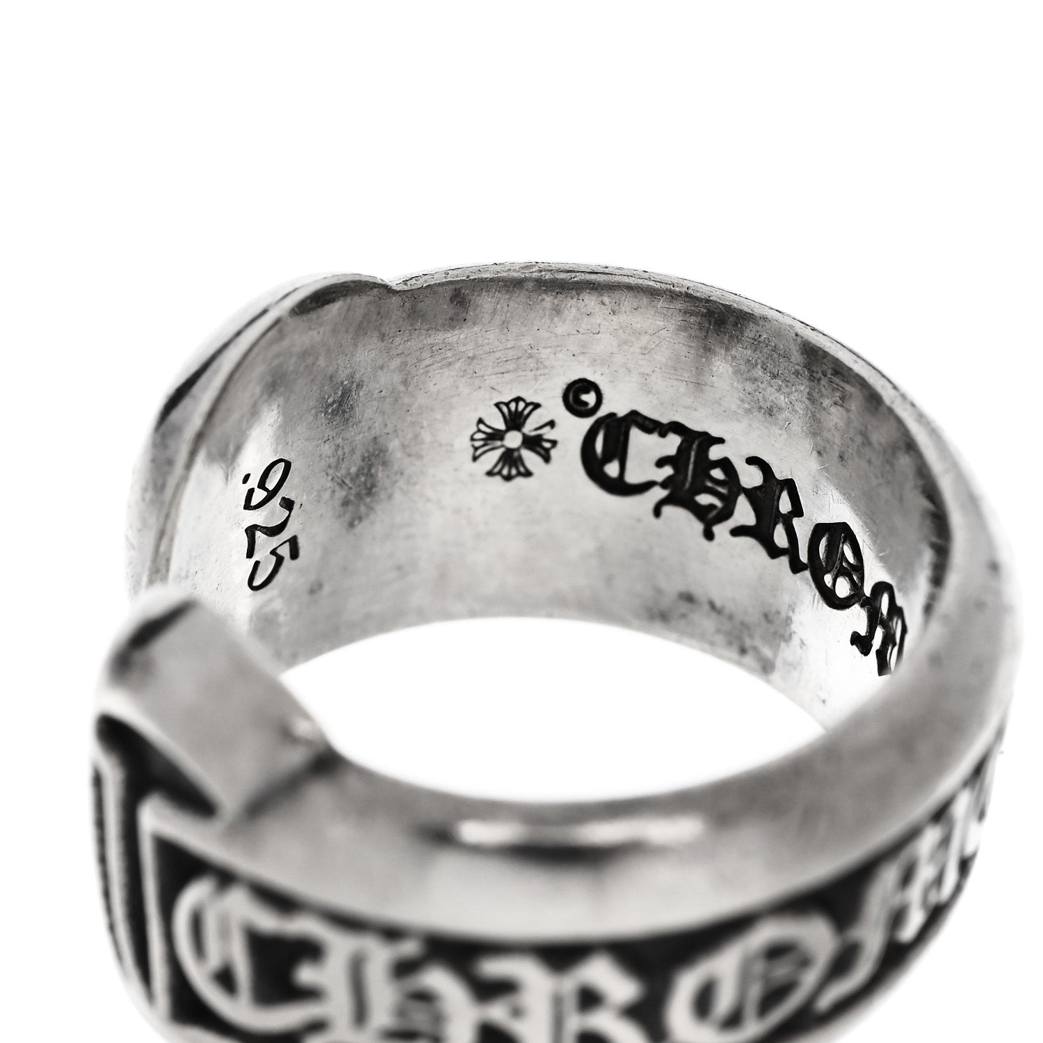 Chrome Hearts Sterling Silver Small Scroll Label Ring 53 6.25 4 of 6