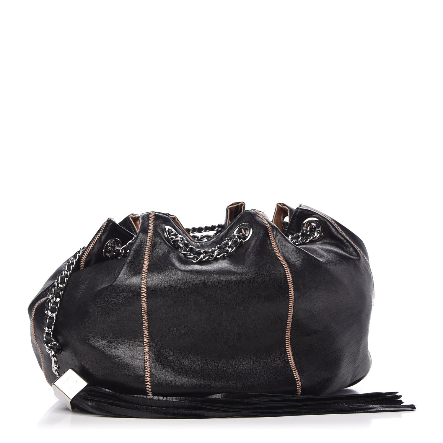 Chanel Lambskin Satin Reversible Sac Cordon Black 1 of 21