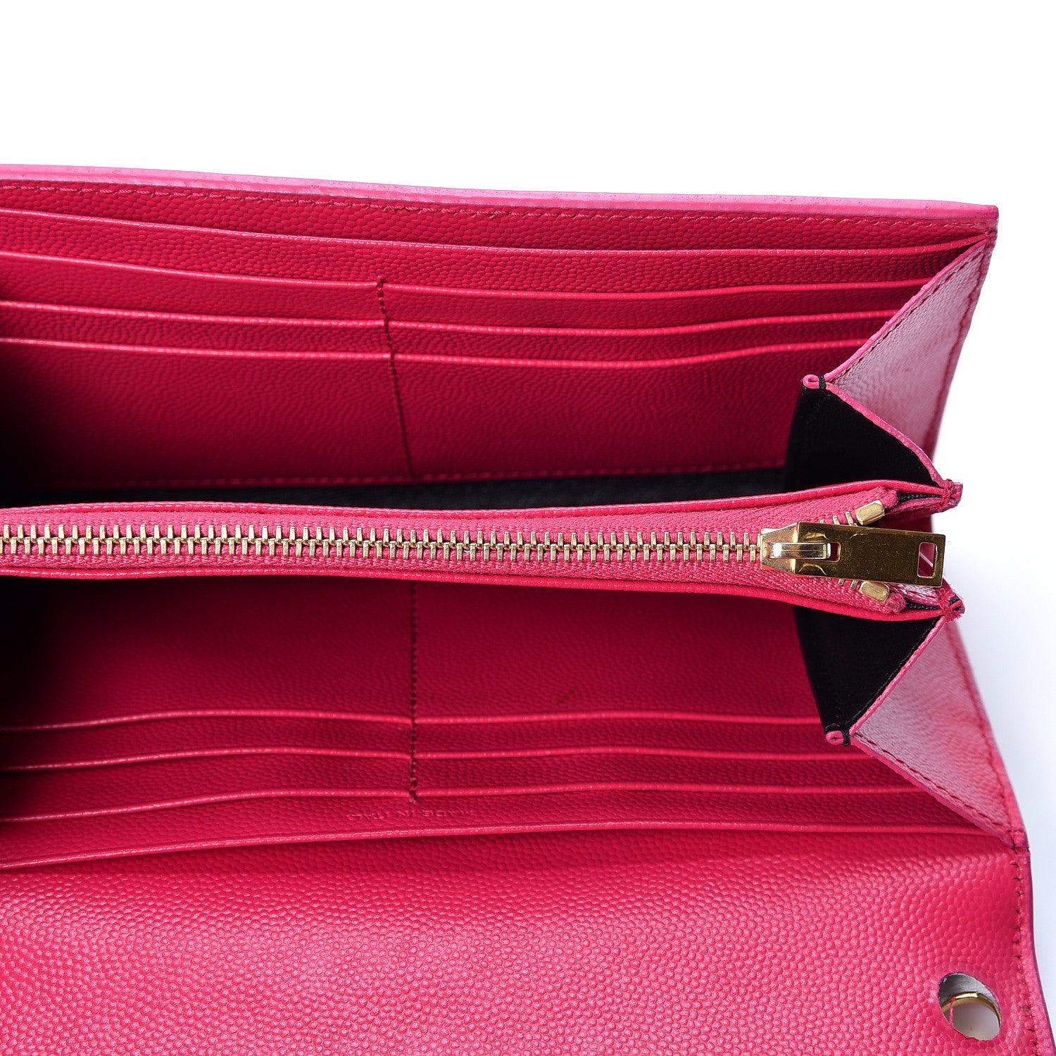 Saint Laurent Grain De Poudre Classic Monogram Cassandre Wallet Fuchsia 4 of 12