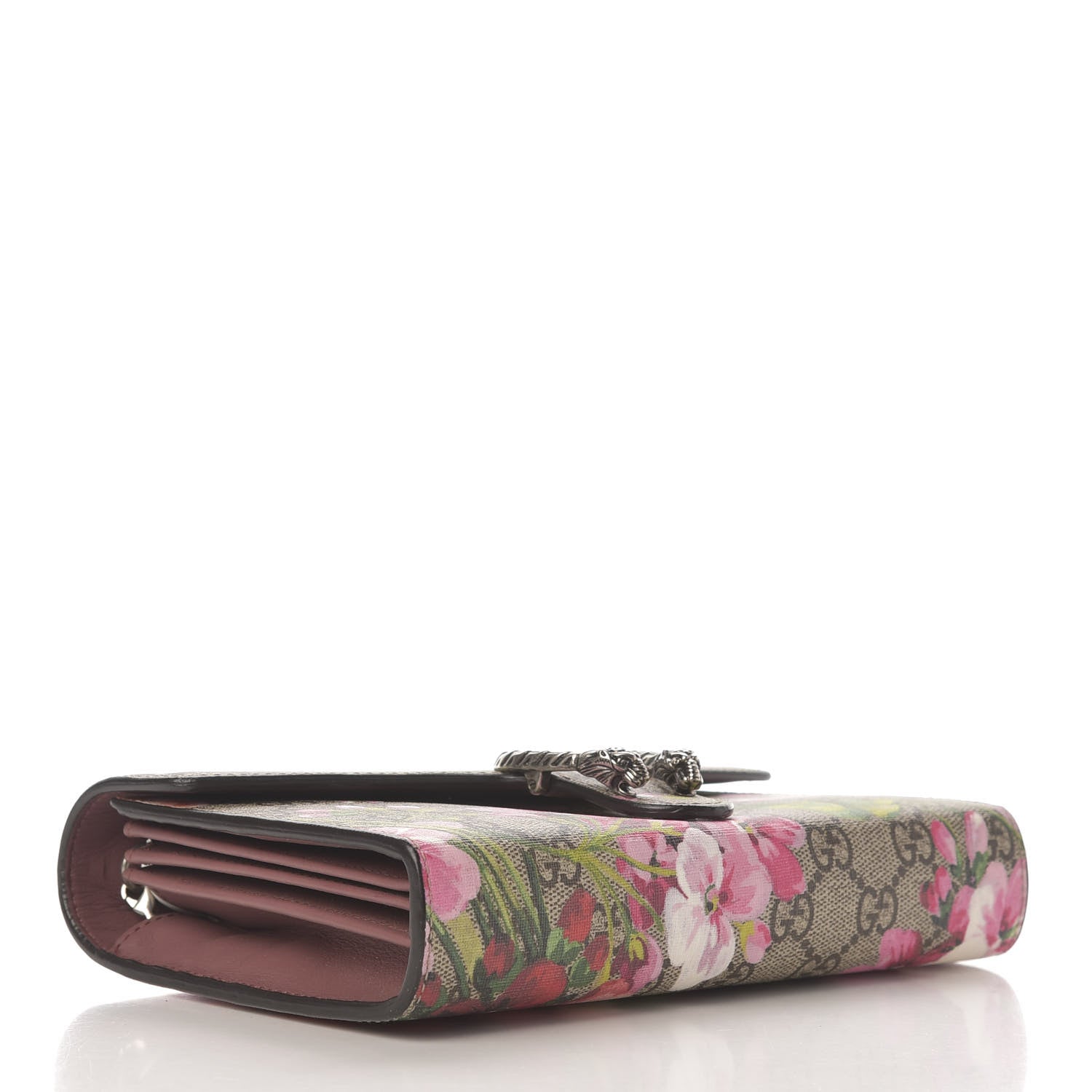 Gucci GG Supreme Monogram Blooms Mini Dionysus Chain Wallet Beige Multicolor Dry Rose 4 of 8